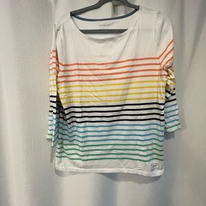 Talbots Women's Rainbow Striped Long Sleeve Top, size Lg
